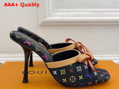 LV x TM 6am Mule in Black Monogram Multicolore Canvas Replica
