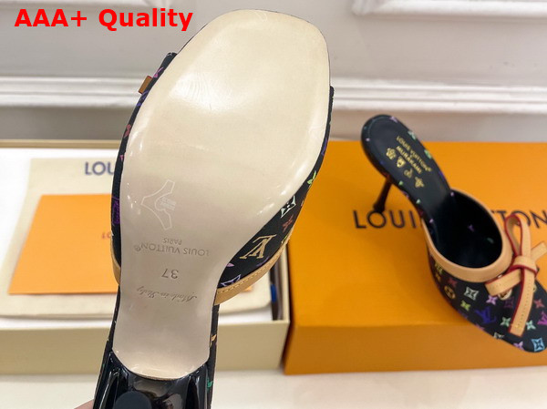 LV x TM 6am Mule in Black Monogram Multicolore Canvas Replica