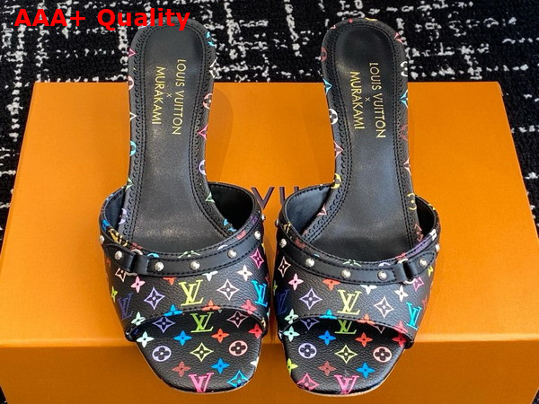LV x TM 6am Mule in Black Multicolored Monogram Coated Canvas Replica