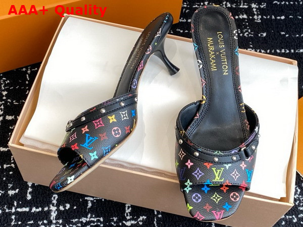 LV x TM 6am Mule in Black Multicolored Monogram Coated Canvas Replica