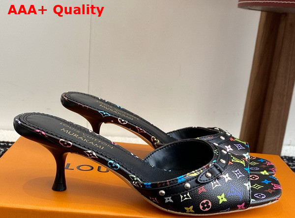 LV x TM 6am Mule in Black Multicolored Monogram Coated Canvas Replica