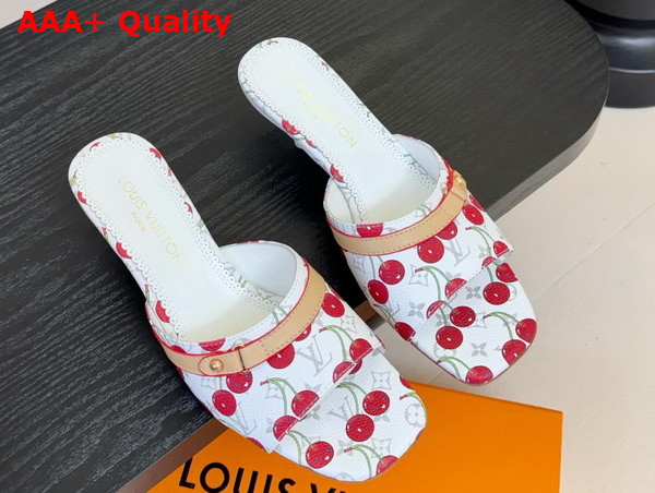 LV x TM 6am Mule in White Monogram Cherry Coated Canvas Replica