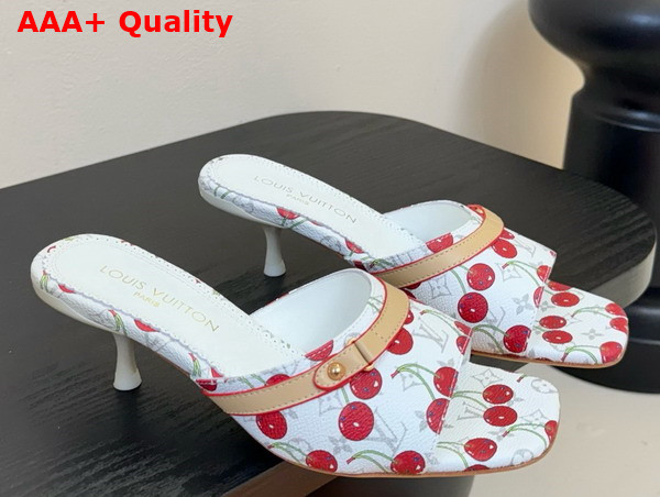LV x TM 6am Mule in White Monogram Cherry Coated Canvas Replica