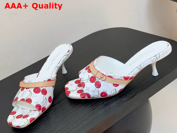 LV x TM 6am Mule in White Monogram Cherry Coated Canvas Replica