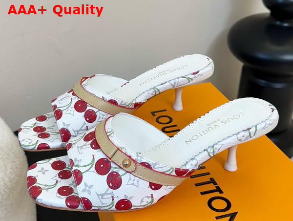 LV x TM 6am Mule in White Monogram Cherry Coated Canvas Replica