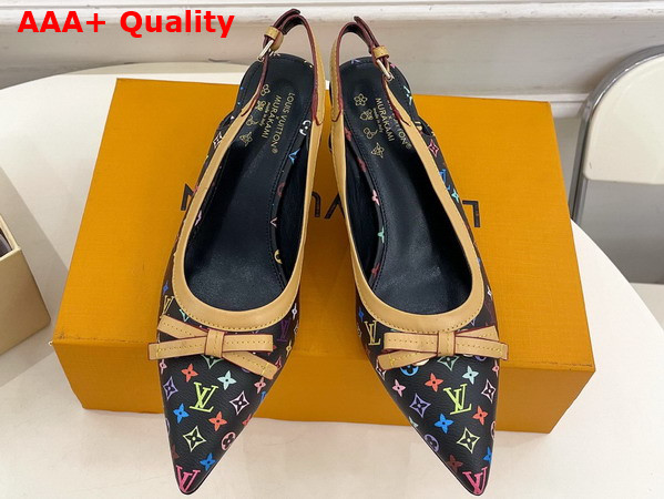 LV x TM 6am Slingback Pump in Black Multicolor Monogram Canvas Replica