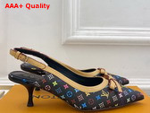 LV x TM 6am Slingback Pump in Black Multicolor Monogram Canvas Replica