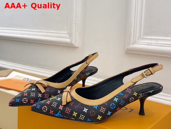 LV x TM 6am Slingback Pump in Black Multicolor Monogram Canvas Replica