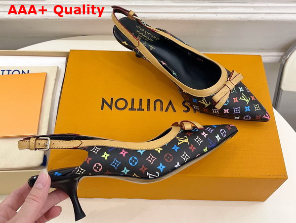 LV x TM 6am Slingback Pump in Black Multicolor Monogram Canvas Replica