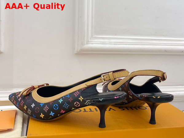 LV x TM 6am Slingback Pump in Black Multicolor Monogram Canvas Replica