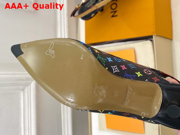 LV x TM 6am Slingback Pump in Black Multicolor Monogram Canvas Replica