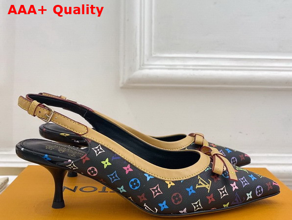 LV x TM 6am Slingback Pump in Black Multicolor Monogram Canvas Replica