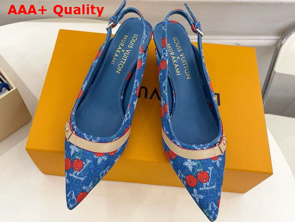 LV x TM 6am Slingback Pump in Monogram Cherry Denim Replica