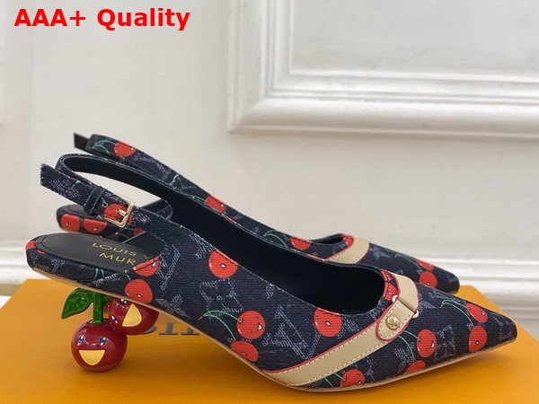 LV x TM 6am Slingback Pump in Monogram Cherry Denim Replica