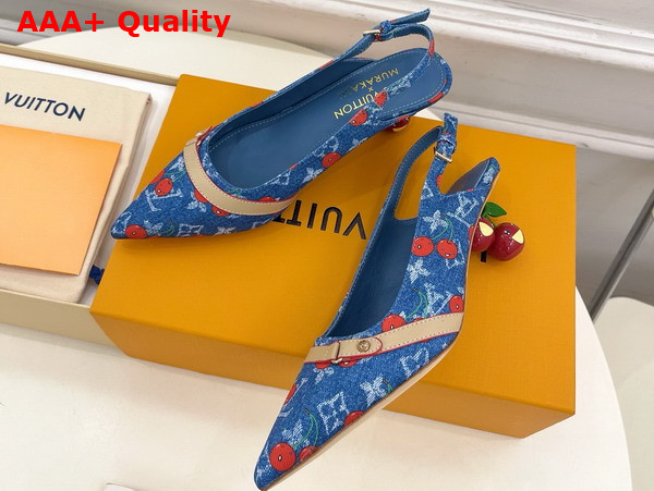 LV x TM 6am Slingback Pump in Monogram Cherry Denim Replica