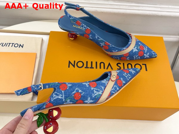LV x TM 6am Slingback Pump in Monogram Cherry Denim Replica