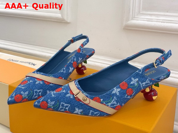 LV x TM 6am Slingback Pump in Monogram Cherry Denim Replica