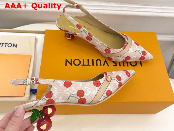 LV x TM 6am Slingback Pump in Monogram Cherry Denim Replica