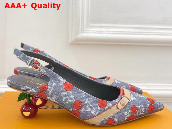 LV x TM 6am Slingback Pump in Monogram Cherry Denim Replica