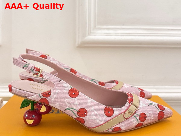 LV x TM 6am Slingback Pump in Monogram Cherry Denim Replica