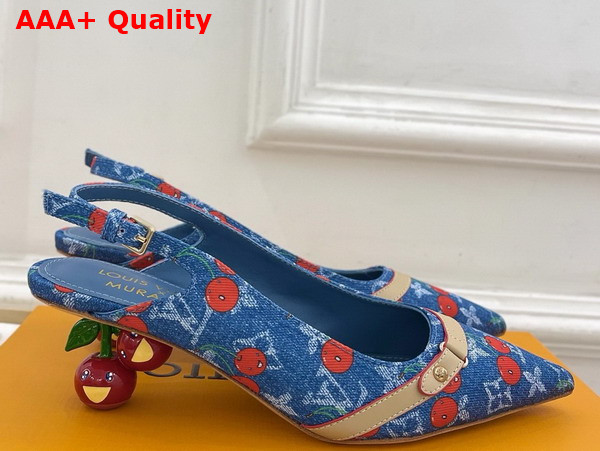 LV x TM 6am Slingback Pump in Monogram Cherry Denim Replica