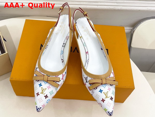 LV x TM 6am Slingback Pump in White Multicolor Monogram Canvas Replica