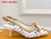 LV x TM 6am Slingback Pump in White Multicolor Monogram Canvas Replica