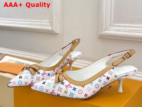 LV x TM 6am Slingback Pump in White Multicolor Monogram Canvas Replica