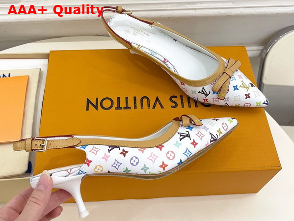 LV x TM 6am Slingback Pump in White Multicolor Monogram Canvas Replica