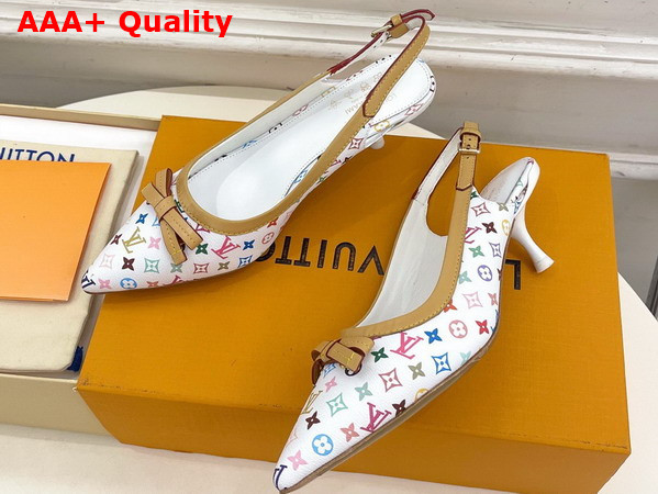 LV x TM 6am Slingback Pump in White Multicolor Monogram Canvas Replica