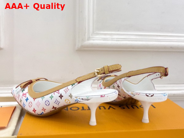 LV x TM 6am Slingback Pump in White Multicolor Monogram Canvas Replica