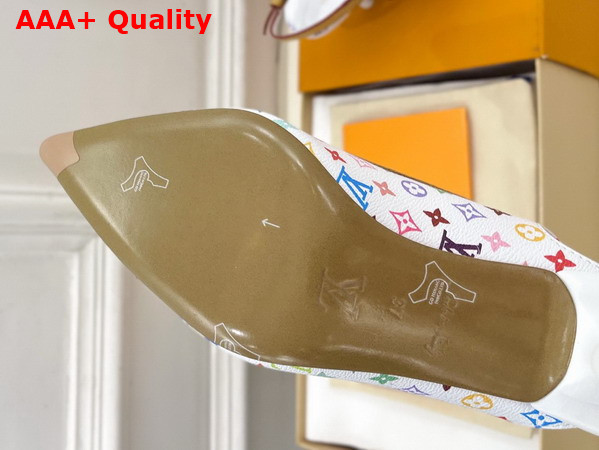 LV x TM 6am Slingback Pump in White Multicolor Monogram Canvas Replica