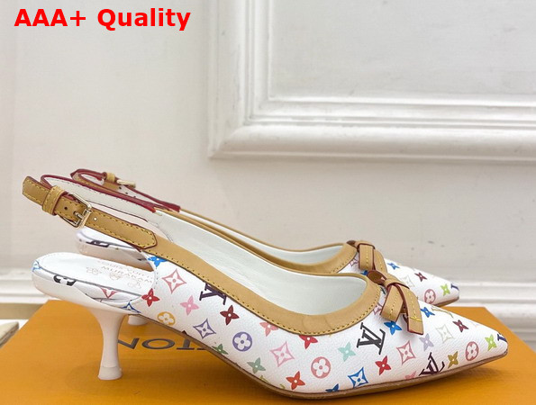 LV x TM 6am Slingback Pump in White Multicolor Monogram Canvas Replica