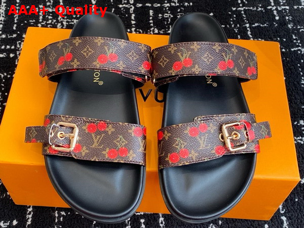 LV x TM Bom Dia Flat Comfort Mule in Marron Monogram Cherry Coated Canvas 1AHM02 Replica