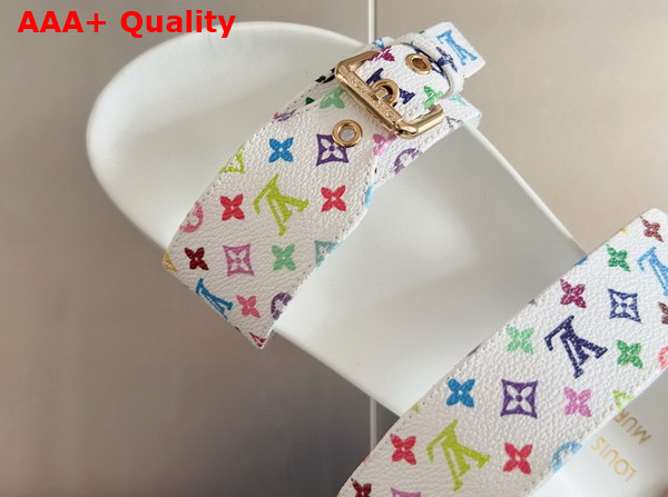 LV x TM Bom Dia Flat Comfort Mule in White Multicolored Monogram Coated Canvas 1AGXU4 Replica