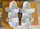 LV x TM Bom Dia Flat Comfort Mule in White Multicolored Monogram Coated Canvas 1AGXU4 Replica