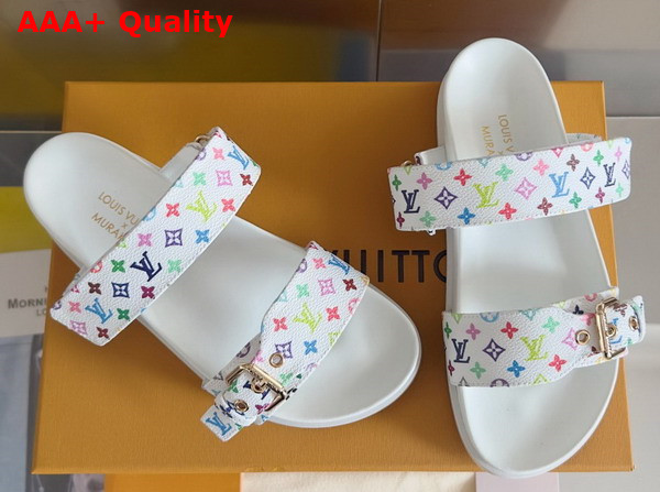 LV x TM Bom Dia Flat Comfort Mule in White Multicolored Monogram Coated Canvas 1AGXU4 Replica