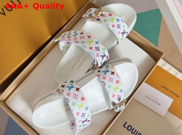 LV x TM Bom Dia Flat Comfort Mule in White Multicolored Monogram Coated Canvas 1AGXU4 Replica
