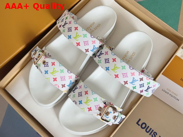 LV x TM Bom Dia Flat Comfort Mule in White Multicolored Monogram Coated Canvas 1AGXU4 Replica