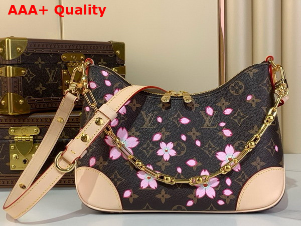 LV x TM Boulogne Handbag in Sakura Brown Cherry Blossom Monogram Coated Canvas M13265 Replica