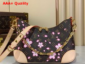 LV x TM Boulogne Handbag in Sakura Brown Cherry Blossom Monogram Coated Canvas M13265 Replica