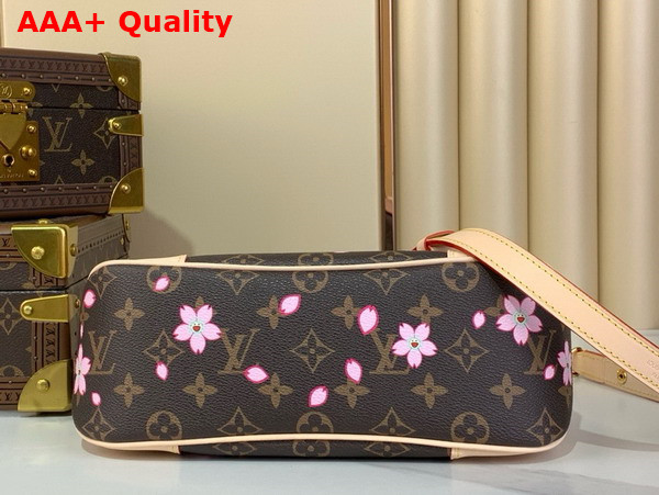 LV x TM Boulogne Handbag in Sakura Brown Cherry Blossom Monogram Coated Canvas M13265 Replica