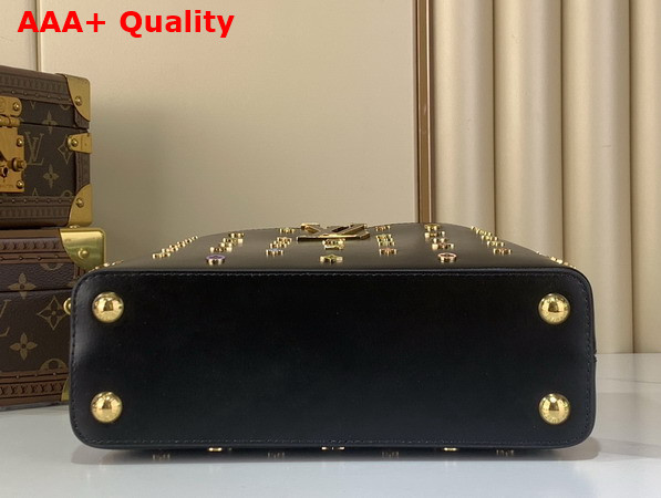 LV x TM Capucines BB Handbag in Black Cowhide Leather Embellished with Multicolor LV Flower Studs Replica