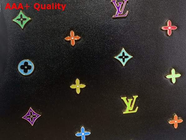 LV x TM Capucines BB Handbag in Black Cowhide Leather Embellished with Multicolor LV Flower Studs Replica