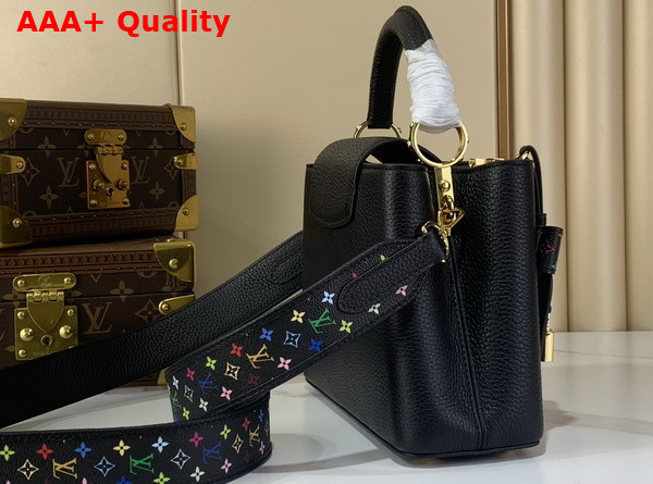 LV x TM Capucines BB Handbag in Black Taurillon Leather with Multicolor Monogram Trims Replica