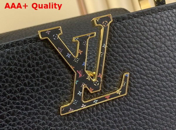 LV x TM Capucines BB Handbag in Black Taurillon Leather with Multicolor Monogram Trims Replica