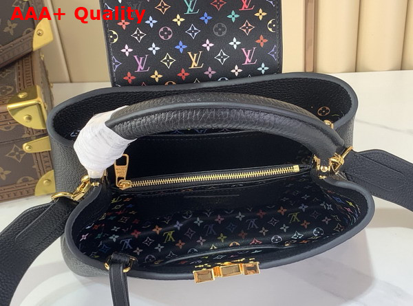 LV x TM Capucines BB Handbag in Black Taurillon Leather with Multicolor Monogram Trims Replica