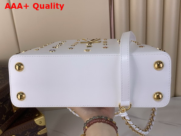 LV x TM Capucines BB Handbag in White Cowhide Leather Embellished with Multicolor LV Flower Studs Replica