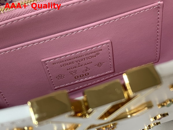 LV x TM Capucines BB Handbag in White Cowhide Leather Embellished with Multicolor LV Flower Studs Replica