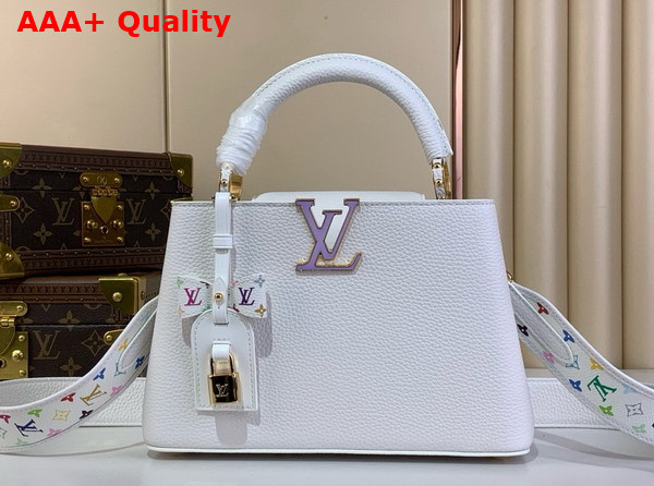 LV x TM Capucines BB Handbag in White Taurillon Leather M13253 Replica